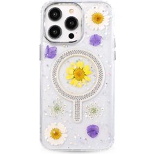 iPhone 14 Pro Flower Magsafe Kapak - Sarı KAYALI27-Y7898UKY