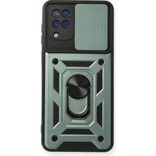 Samsung Galaxy A12 Kılıf Pars Lens Yüzüklü Silikon - Yeşil KAYALI27-Y7898UKY