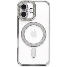 iPhone 16 Plus Kılıf Joke Simli Magneticsafe Kılıf - Gümüş KAYALI27-Y7898UKY