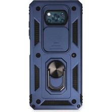 Xiaomi Pocophone X3 Kılıf Pars Lens Yüzüklü Silikon - Lacivert KAYALI27-Y7898UKY
