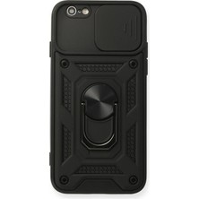 iPhone 6 Kılıf Pars Lens Yüzüklü Silikon - Siyah KAYALI27-Y7898UKY