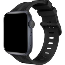 Apple Watch 38MM KR408 Çizgili Silikon Kordon - Siyah KAYALI27-Y7898UKY