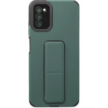 Samsung Galaxy A03S Kılıf Mega Standlı Silikon - Yeşil KAYALI27-Y7898UKY
