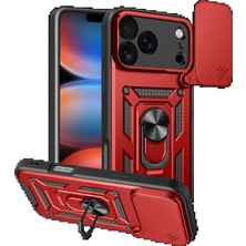 Apple iPhone 17 Pro Max Pars Lens Yüzüklü Silikon - Kırmızı KAYALI27-Y7898UKY