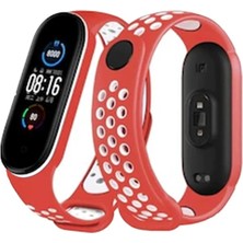 Xiaomi Mi Band 4 Spor Delikli Kordon - Kırmızı-Beyaz KAYALI27-Y7898UKY