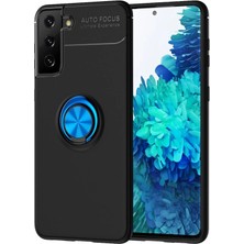 Samsung Galaxy S21 Plus Kılıf Range Yüzüklü Silikon - Siyah-Mavi KAYALI27-Y7898UKY
