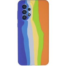 Samsung Galaxy A53 5g Kılıf Ebruli Lansman Silikon - Mavi-Turuncu KAYALI27-Y7898UKY