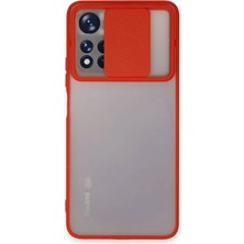 Xiaomi Redmi Note 11 Pro Plus 5g Kılıf Palm Buzlu Kamera Sürgülü Silikon - Kırmızı KAYALI27-