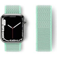 Apple Watch 38MM Hasırlı Cırtcırtlı Kordon - Turkuaz KAYALI27-Y7898UKY