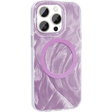 Oyo Store Apple iPhone 15 Pro Max Kılıf Magsafe Şarj Özellikli Fırça Boya Desenli Oyo Palet Kapak-Pembe