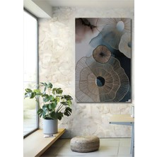 Altın Varaklı Soyut Çiçek Desenli Modern Sanat Ahşap Dekoratif Ev,antre,salon,ofis,mutfak Tablo