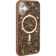 Oyo Store iPhone 17 Kılıf Pırlanta Tasarımlı M-Safe Şarj Özellikli Zore Mozaik Silikon Kapak - Desert Titanyum