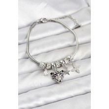 Skygo Pirinç Gümüş Renk Kaplan Model Charmlı Kadın Bileklik