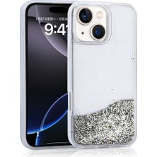 Oyo Store iPhone 15 Uyumlu Kılıf Sıvılı Simli Şeffaf Arka Yüzey Oyo Keto Silikon Kapak-Gümüş