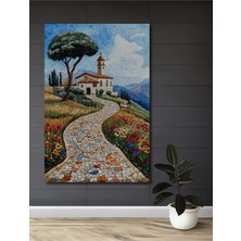 Italyan Köy Manzarası Mozaik Ahşap Dekoratif Ev,antre,salon,ofis,mutfak,yatak Odası Tablo
