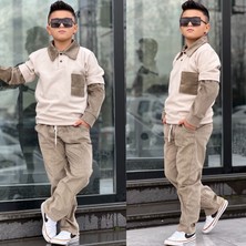 Burçak Butik Erkek Çocuk Kışlık Cep Detaylı Sweat - Kadife Pantolon Alt Üst 2 Parça Şık Takım - Bayramlık