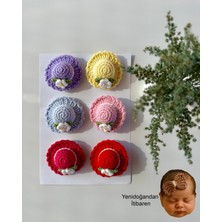 Livadesign7 Yenidoğan Bebek Tokası El Emeği Karma Şapka 6'lı Klips Saçsız Bebek Toka Seti - Hediyelik