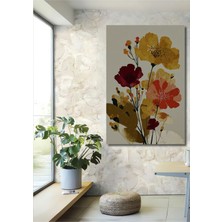 Bohem Çiçek Desenli Yağlı Boya Görünümlü Ahşap Ev,antre,salon,ofis,mutfak,yatak Odası Tablo