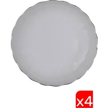 Kütahya Porselen Bone Luz Platin Fileli Çukur Tabak 20CM 4 Lü