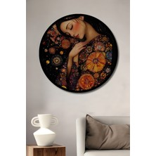 Bohem Ruhu Sanat Tablosu Ahşap Dekoratif Tablo Yuvarlak Duvar Tablosu Çerçeve Görünümlü