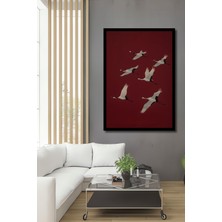 Görsel Tasarım Çuval Görünümlü Turnalar Ahşap Dekoratif Ofis,mutfak, Tablo Çerçeve Görünümlü