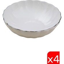 Kütahya Porselen Bone Luz Platin Fileli Çorba Kasesi 15CM 4 Lü
