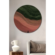 Peri Masalı Orman Manzarası Sulu Boya Görünümlü Dekoratif Ahşap Tablo Yuvarlak Duvar Tablosu