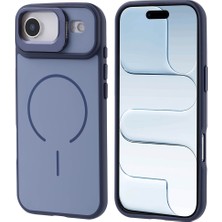 Oyo Store iPhone 17 Air Kılıf M-Safe Şarj Özellikli Kamera Standlı Zore Notron Kapak - Lacivert