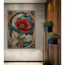 Art Nouveau Gelincik Sulu Boya Görünümlü Ahşap Dekoratif Ev,antre,salon,ofis,mutfak Tablo