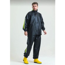 byasafkids Unisex Tam Kalıp Motorcu Kurye Su Gecirmez Yağmurluk Takım - Siyah