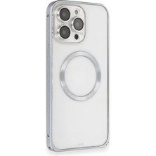 iPhone 15 Pro Kılıf Metal Bumper Magneticsafe Kapak - Gri KAYALI27-Y7898UKY