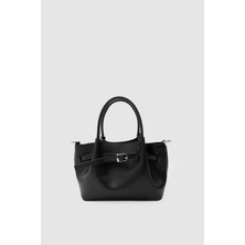Shule Bags Polka Kemerli El ve Çapraz Çanta Siyah
