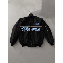 byasafkids Tam Kalıp Uzun Kol Baskılı Bomber Ceket - Siyah