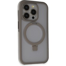 iPhone 15 Pro Zorda Airbag Magsafe Standlı Kapak - Titan Gri KAYALI27-Y7898UKY