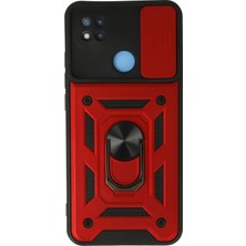 Xiaomi Redmi 9c Kılıf Pars Lens Yüzüklü Silikon - Kırmızı KAYALI27-Y7898UKY