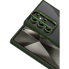 Samsung Galaxy S23 Ultra Remim Lensli Magsafe Standlı Kapak - Koyu Yeşil KAYALI27-Y7898UKY