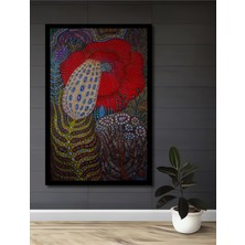 Soyut Çiçek Desenli Ahşap Dekoratif Ev,antre,salon,ofis,mutfak,yatak Odası Tablo Çerçeve Görünümlü