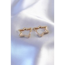 Shopwave Gold Renk Zirkon Taşlı Yıldız Model Kadın Küpe - TJ-BKP7236