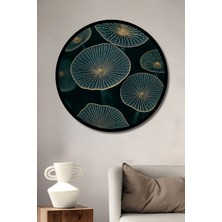 Büyülü Mantarlar Sulu Boya Görünümlü Ahşap Dekoratif Tablo Yuvarlak Duvar Tablosu Çerçeve Görünümlü