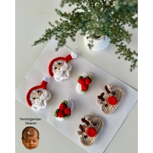 Livadesign7 El Emeği 6'lı Yenidoğan Saçsız Bebek Tokası Seti -Klips