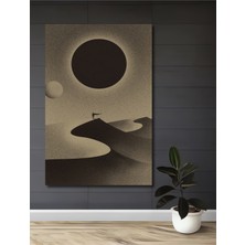 Görsel Yorumlu Kumul Çöl Güneş Tutulması Siyah Beyaz Ev,antre,salon,ofis,mutfak,yatak Odası Tablo