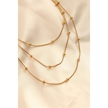 Shopwave Çelik Altın Renkli Topçuk Tasarımlı Çoklu Kolye - TJ-BKO6243