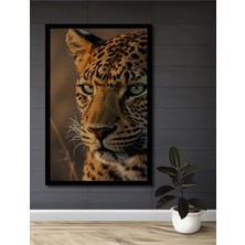 Büyüleyici Leopar Gözleri Yağlı Boya Görünümlü Ahşap Ev,antre,ofis,mutfak Tablo Çerçeve Görünümlü