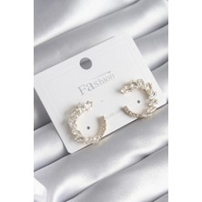 Shopwave Pirinç Gold Renk Zirkon Taşlı Kadın Küpe - TJ-BKP8509