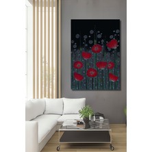 Kırmızı Gelincik Çiçekleri Yağlı Boya Görünümlü Ahşap Dekoratif Ev,antre,salon,ofis,mutfak Tablo