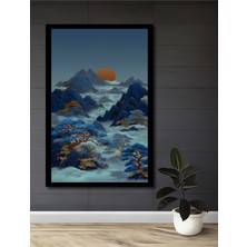 Büyülü Ormanlar ve Sisli Dağlar Sulu Boya Görünümlü Ahşap Ofis,mutfak Tablo Çerçeve Görünümlü