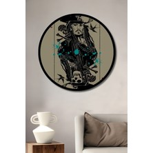 Jack Sparrow Kaptan Yağlı Boya Görünümlü Sanat Tablosu Yuvarlak Duvar Tablosu Çerçeve Görünümlü
