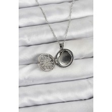 Shopwave 316L Çelik Zincir Gümüş Renk Kutup Yıldızı Kapaklı Model Kadın Kolye - TJ-BKO10774