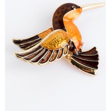 Jimmy Key Turuncu Ağaçkakan Figürlü Mine Detaylı Broş