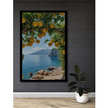 Limon Ağacı Manzaralı Yağlı Boya Görünümlü Ahşap Ev,antre,salon,ofis,mutfak Tablo Çerçeve Görünümlü